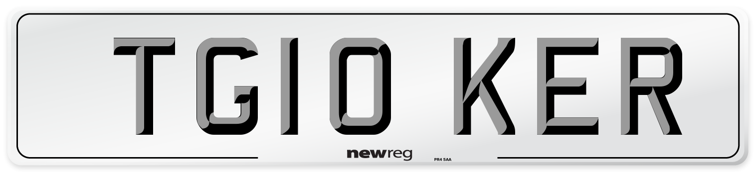 TG10 KER Number Plate from New Reg